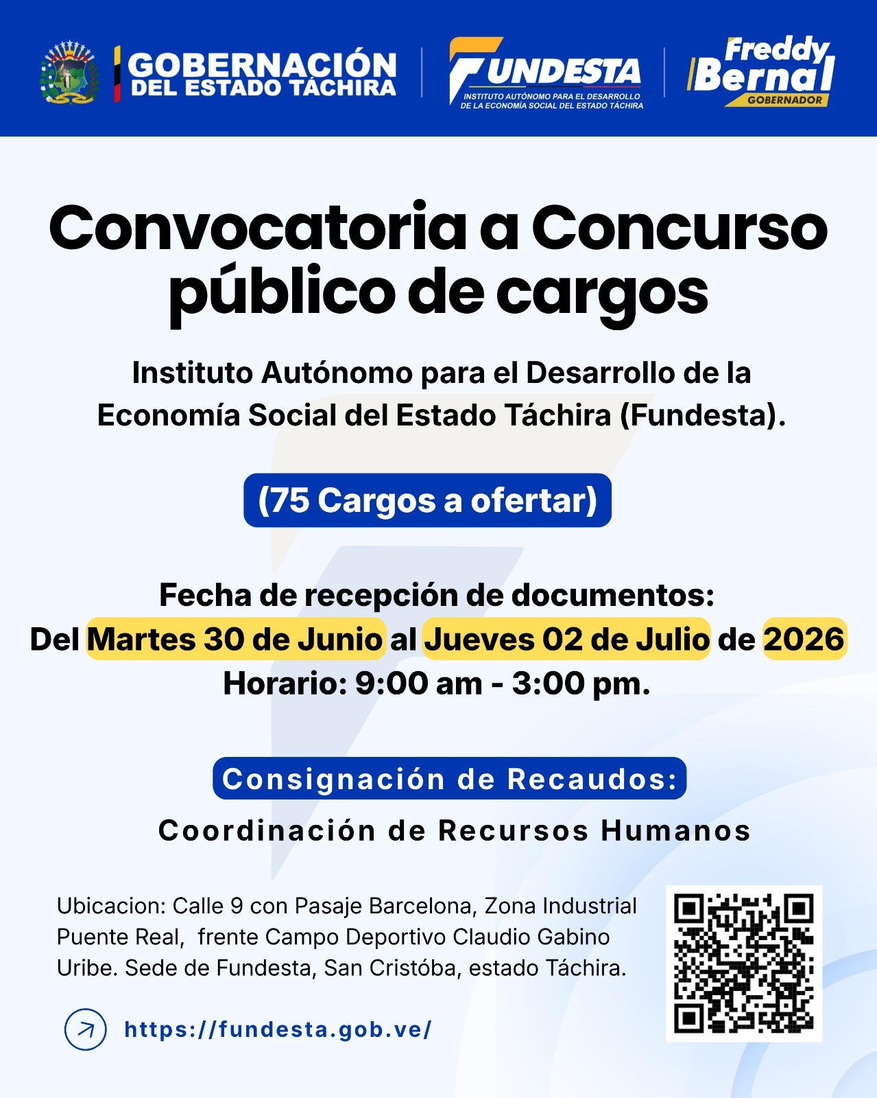 FUNDESTA anuncia concurso público de cargos 2026