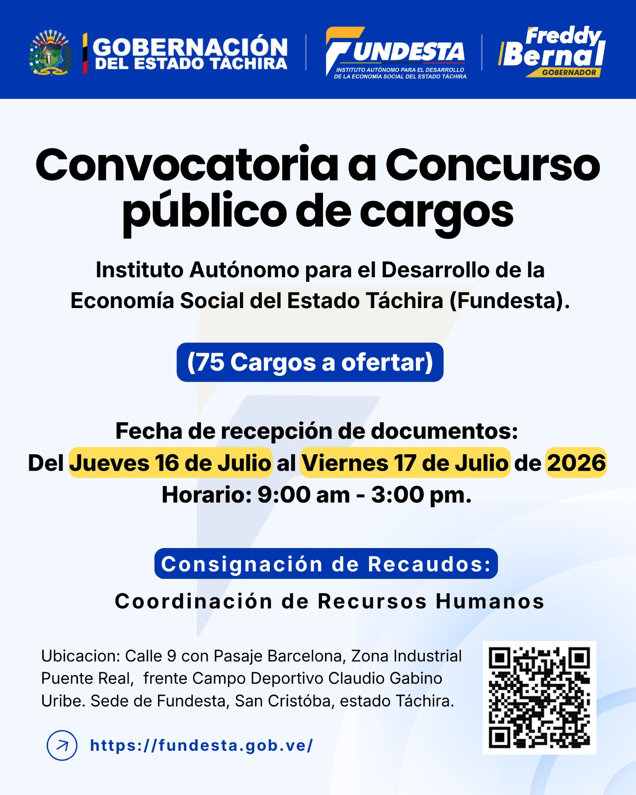 Concurso público de cargos FUNDESTA 2026: 75 oportunidades laborales